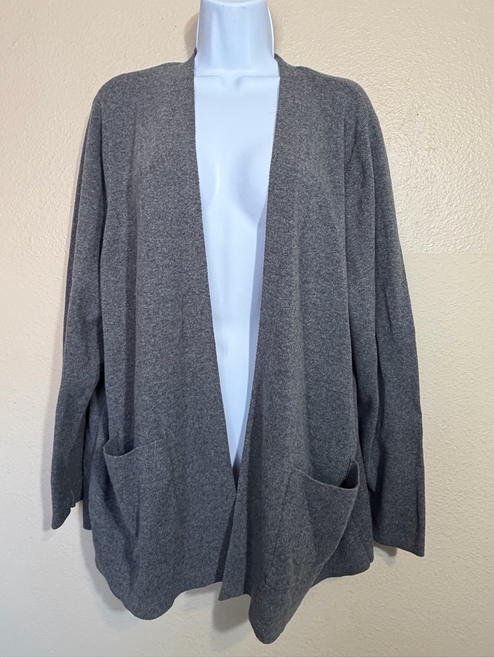 Grey Open-Front Pocket Sweater Cardigan XXL
